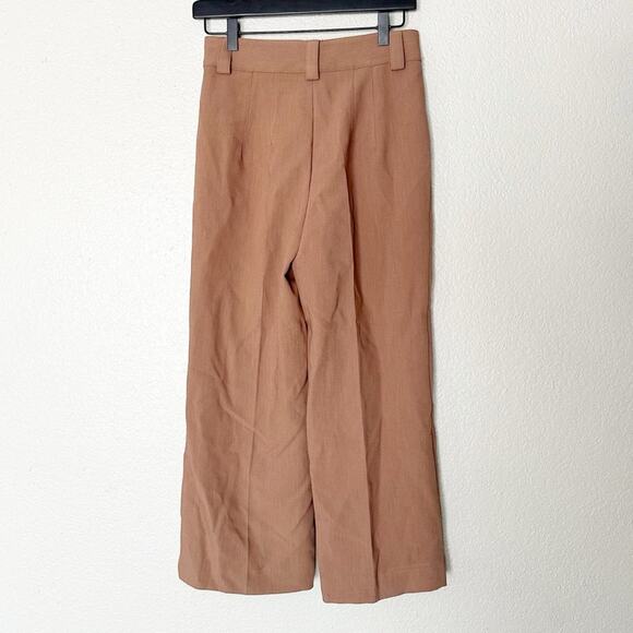 Zara Pants Womens Mid-Rise Françoise Culottes Cropped Office Career Brown XS - Picture 5 of 7